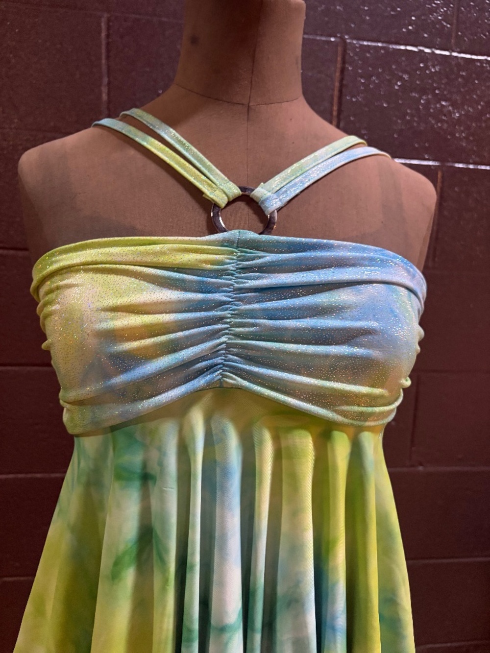 Luxury Watercolor Performance Costume with Matching Shorts 💛💙💚